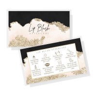 Lip Blush Aftercare Instruction Cards | 50 Pack | 2x3.5 inch Business Card Size | Lip Blush Supplies | Black, Pink, and Gold Design