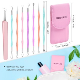Pimple Popper Tool Kit, MORGLES 14-Heads Professional Stainless Acne Zit Popper Extraction Tools for Facial Nose with Leather Case Pimple Popper Tool Kit, MORGLES 14-Heads Professional Stainless Acne Zit Popper Extraction Tools for Facial Nose with Leather Case
