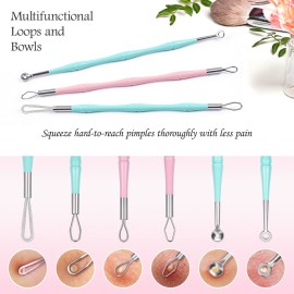 Pimple Popper Tool Kit, MORGLES 14-Heads Professional Stainless Acne Zit Popper Extraction Tools for Facial Nose with Leather Case Pimple Popper Tool Kit, MORGLES 14-Heads Professional Stainless Acne Zit Popper Extraction Tools for Facial Nose with Leather Case