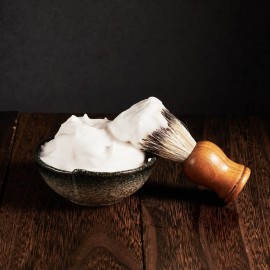 WOLFLAND Vintage Design Handmade Pottery Shaving Bowl Thicken Ceramic Soap Dish Gray 4.3