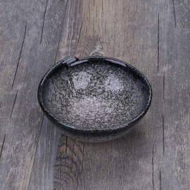 WOLFLAND Vintage Design Handmade Pottery Shaving Bowl Thicken Ceramic Soap Dish Gray 4.3