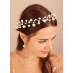 Kercisbeauty Pearl Layer Headband for Women Wedding Bridal Hair Tiara Handmade Headpiece for Wedding Prom Special Occasion Photo Shoot (Silver)
