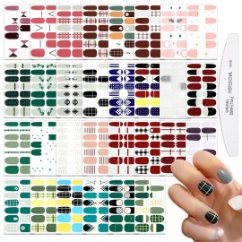 WOKOTO 30 Sheets Full Wraps Nail Polish Stickers Self-Adhesive Nail Art Decals Strips Mix Designs Nail Stickers Full Nail Wraps for Women Girls Gel Nail Strips Nail Design Stickers for Nails Decals