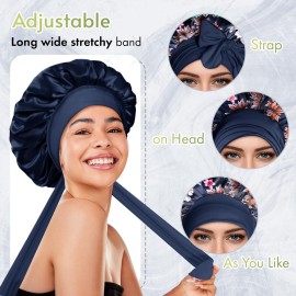 BONNET QUEEN Silk Bonnet for Sleeping Women Reversible Double Layer Satin Bonnet Hair Bonnet Night Sleep Cap for Curly Hair