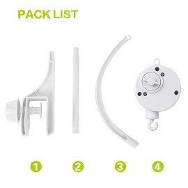 Baby Crib Mobile Arm with Music Box Spin Motor24 inch , AICMEI Nursery Decor Hanger -DIY Toy Decoration Move BracketDouble nut Adjustment and Fixing