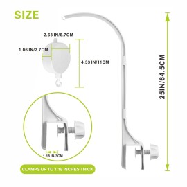 Baby Crib Mobile Arm with Music Box Spin Motor24 inch , AICMEI Nursery Decor Hanger -DIY Toy Decoration Move BracketDouble nut Adjustment and Fixing