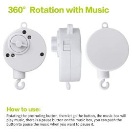 Baby Crib Mobile Arm with Music Box Spin Motor24 inch , AICMEI Nursery Decor Hanger -DIY Toy Decoration Move BracketDouble nut Adjustment and Fixing