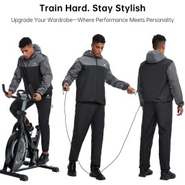 HOTSUIT Sauna Suit for Men Sweat Suits Gym Workout Exercise Sauna Jacket Pant Full Body, Gray, 2XL