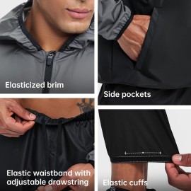 HOTSUIT Sauna Suit for Men Sweat Suits Gym Workout Exercise Sauna Jacket Pant Full Body, Gray, 2XL