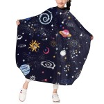 ONE TO PROMISE Sun Moon Constellation Meteor Planet Barber Cape,Space Galaxy Universe Hair Cutting Cape for Kids Boys Girls,Haircut Salon Cape With Adjustable Snap Closure for Haircuts,Makeup,Hair Dye