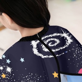 ONE TO PROMISE Sun Moon Constellation Meteor Planet Barber Cape,Space Galaxy Universe Hair Cutting Cape for Kids Boys Girls,Haircut Salon Cape With Adjustable Snap Closure for Haircuts,Makeup,Hair Dye