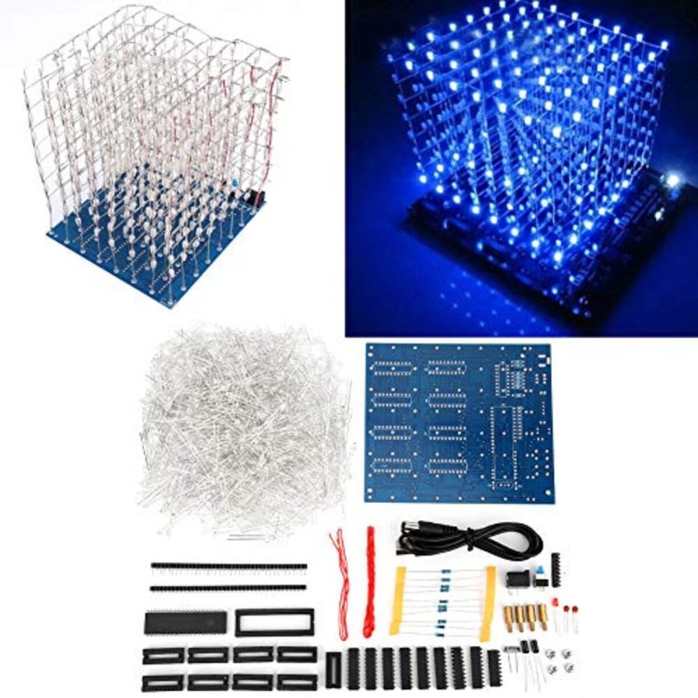 HURRISE Led Cube, Led Cube Lights, 3D Led Cube Light Cube Kit 8X8X8 Cm Led Light Group Cube DIY Kit Luminous Cube for Kids/Teenager Learning Activities