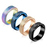 Fekang Anxiety Rings - 4pcs Titanium Steel Spinner Rings for Women, Stress Relief (6mm, Size 5-12)