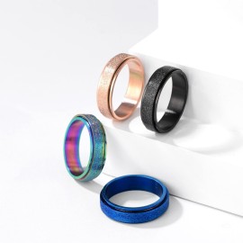 Fekang Anxiety Rings - 4pcs Titanium Steel Spinner Rings for Women, Stress Relief (6mm, Size 5-12)