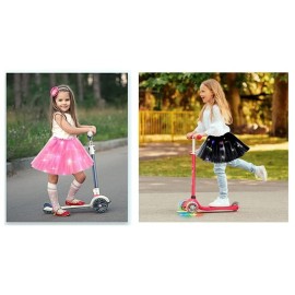 Bybyseno Girl Tutu Skirt, Light Up LED Ballet Tutu Skirt 2-8 Years Fluffy Ballet Dress Up Costume for Kids Party 3-Layer Multicolor Skirts (Green-1)