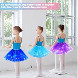 Bybyseno Girl Tutu Skirt, Light Up LED Ballet Tutu Skirt 2-8 Years Fluffy Ballet Dress Up Costume for Kids Party 3-Layer Multicolor Skirts (Green-1)
