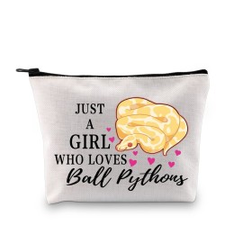 G2TUP Ball Python Lover Gift Who Loves Ball Pythons Makeup Bag Ball Pythons Owner Cosmetic Bag Pet Reptile Snake Lover Gift Zipper Travel Bag (Loves Ball Pythons White Bag)