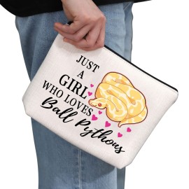 G2TUP Ball Python Lover Gift Who Loves Ball Pythons Makeup Bag Ball Pythons Owner Cosmetic Bag Pet Reptile Snake Lover Gift Zipper Travel Bag (Loves Ball Pythons White Bag)