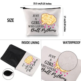 G2TUP Ball Python Lover Gift Who Loves Ball Pythons Makeup Bag Ball Pythons Owner Cosmetic Bag Pet Reptile Snake Lover Gift Zipper Travel Bag (Loves Ball Pythons White Bag)