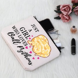 G2TUP Ball Python Lover Gift Who Loves Ball Pythons Makeup Bag Ball Pythons Owner Cosmetic Bag Pet Reptile Snake Lover Gift Zipper Travel Bag (Loves Ball Pythons White Bag)