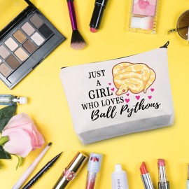 G2TUP Ball Python Lover Gift Who Loves Ball Pythons Makeup Bag Ball Pythons Owner Cosmetic Bag Pet Reptile Snake Lover Gift Zipper Travel Bag (Loves Ball Pythons White Bag)