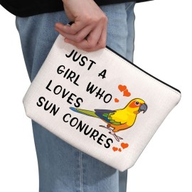 G2TUP Sun Conure Lover Gift Who Loves Sun Conures Makeup Bag Sun Conure Mom Cosmetic Bag Parrot Birds Lover Gift Zipper Travel Bag (Loves Sun Conures White Bag)