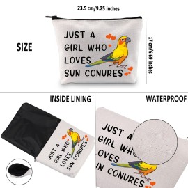 G2TUP Sun Conure Lover Gift Who Loves Sun Conures Makeup Bag Sun Conure Mom Cosmetic Bag Parrot Birds Lover Gift Zipper Travel Bag (Loves Sun Conures White Bag)