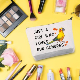 G2TUP Sun Conure Lover Gift Who Loves Sun Conures Makeup Bag Sun Conure Mom Cosmetic Bag Parrot Birds Lover Gift Zipper Travel Bag (Loves Sun Conures White Bag)