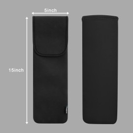 Heat Resistant Neoprene Curling Iron Cover Bag, Universal Curling Iron Cover Sleeve, Flat Iron Curling Wand Travel Case Pouch for Travel, Gym, or Home, 15 x 5 Inches (Black)