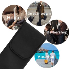 Heat Resistant Neoprene Curling Iron Cover Bag, Universal Curling Iron Cover Sleeve, Flat Iron Curling Wand Travel Case Pouch for Travel, Gym, or Home, 15 x 5 Inches (Black)