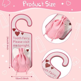 Qunclay Tooth Fairy Tooth Holder Fairy Door Hanger Bag Baby Teeth Keepsake Container for Lost Teeth Kids Boys Girl Milk Encourage Gift(Cute Style)