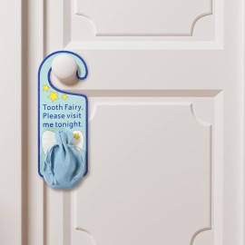 Qunclay Tooth Fairy Door Hanger Bag Fairy Holder Baby Keepsake Container for Lost Teeth Kids Boys Girl Encourage Gift