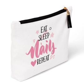 Eat Sleep Nails Repeat Makeup Bag - Nail Tech Gifts for Women & Manicurist