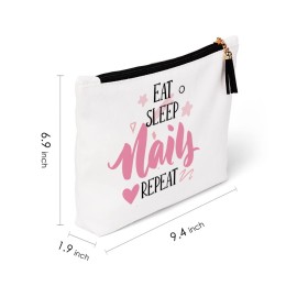 Eat Sleep Nails Repeat Makeup Bag - Nail Tech Gifts for Women & Manicurist
