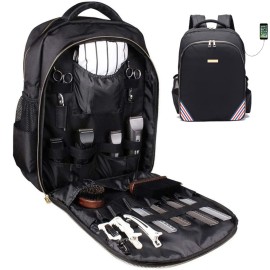 NIHANEH Barbers Bookbags for Clippers and Supplies Hairstylist Bags Travel Backpack Case for Barbers Tools Storage with USB and PU