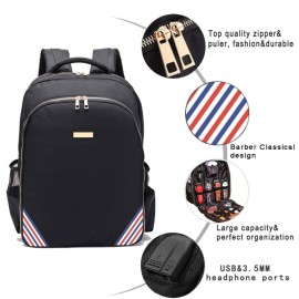 NIHANEH Barbers Bookbags for Clippers and Supplies Hairstylist Bags Travel Backpack Case for Barbers Tools Storage with USB and PU