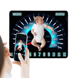 Racing Car Baby Monthly Milestone Blanket, Rally Speedometer,48x40in Soft Flannel, Newborn Mom Gifts, Baby Shower Age Growth Tracker with Bonus Maker BTLSSS43