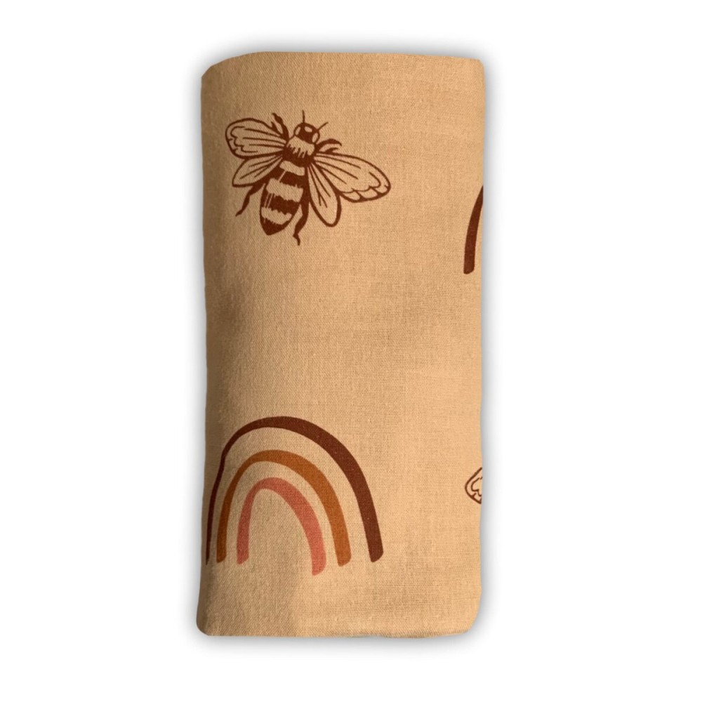 Leyl&Ari Muslin Baby Swaddle Blanket 100% Organic Cotton Receiving Wrap (Rainbow & Bee)