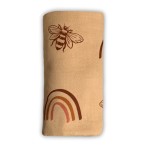 Leyl&Ari Muslin Baby Swaddle Blanket 100% Organic Cotton Receiving Wrap (Rainbow & Bee)