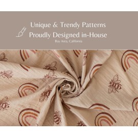 Leyl&Ari Muslin Baby Swaddle Blanket 100% Organic Cotton Receiving Wrap (Rainbow & Bee)