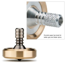 DjuiinoStar Premium Spinning Top, Brass Collar with Titanium Stem, 8-10 Minutes, High Precision EDC Desktop Toy DST-814R
