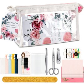 132 Pieces Wedding Survival Kit Bridal Mini Emergency Kit Bridal Party Proposal Gifts for Women with Makeup Bags Floral Wedding Bride Emergency Supplies(Floral Style)