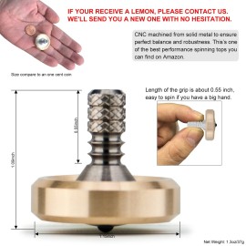 DjuiinoStar Premium Spinning Top, Brass Collar with Zirconium Stem, 8-10 Minutes, High Precision EDC Desktop Toy DST-811R