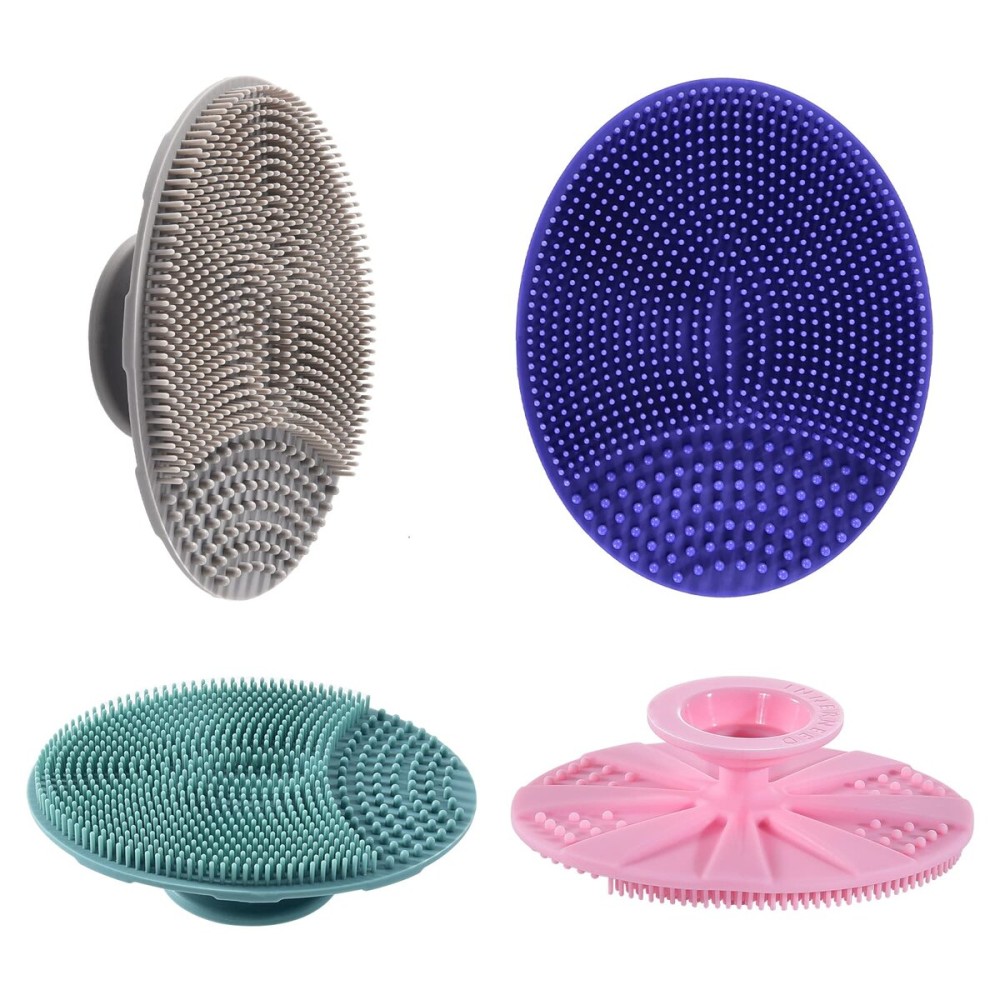 INNERNEED Silicone Face Cleansing Scrubber, Exfoliating Scrub Manual Handheld Facial Brush Blackhead Remover, Food-Grade Soft Bristle (Pack of 4)
