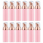 Lil Ray 2 Oz Empty Pink Foam Pump Bottle, Travel Foamer Soap Dispenser for Lash Shampoo, Hand Soap, Foaming Cleaner(Rose Gold Pump, 12 PCS)