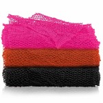 3 Pieces African Net Sponge African Long Loofah Exfoliating Washcloth,Bath Scrubber for Bath and ShowerPorous Wash Back Exfoliating Scrubber Skin Smoother Bath Sponges for Daily UseBlack Orange Pink