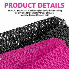3 Pieces African Net Sponge African Long Loofah Exfoliating Washcloth,Bath Scrubber for Bath and ShowerPorous Wash Back Exfoliating Scrubber Skin Smoother Bath Sponges for Daily UseBlack Orange Pink