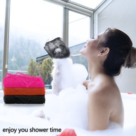 3 Pieces African Net Sponge African Long Loofah Exfoliating Washcloth,Bath Scrubber for Bath and ShowerPorous Wash Back Exfoliating Scrubber Skin Smoother Bath Sponges for Daily UseBlack Orange Pink