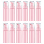 Lil Ray 2 Oz Empty Pink Foam Pump Bottle, Travel Foamer Soap Dispenser for Lash Shampoo, Hand Soap, Foaming Cleaner(Pink Pump, 12 PCS)