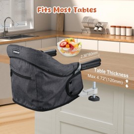Hook On High Chair, Jozzve Baby High Chair, Portable High Chair for Travel, Foldable Fast Table Chair with Storage Bag, Baby Feeding Seat Clip On High Chair for Home and Travel (Black)